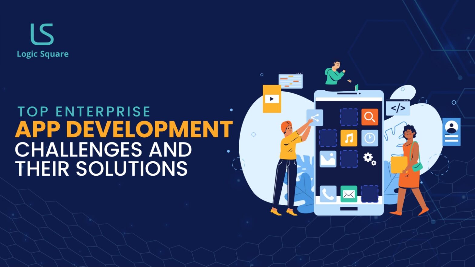 Diagram illustrating top enterprise app development challenges and solutions