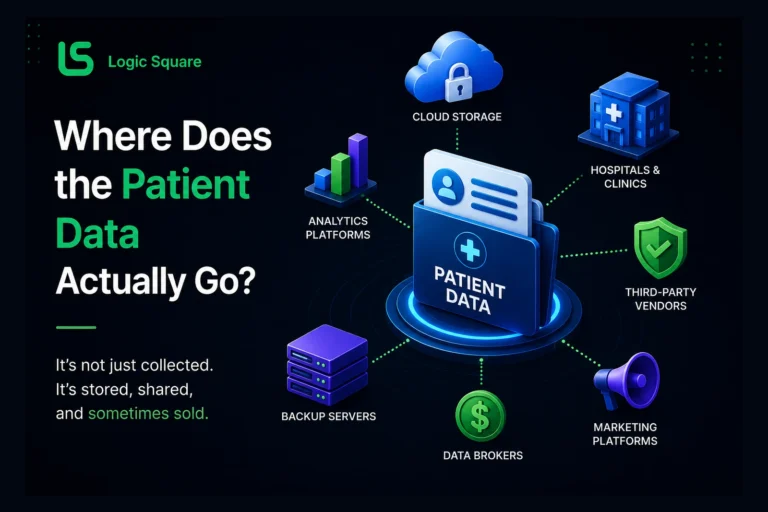 Patient data flow across healthcare and third-party platforms.